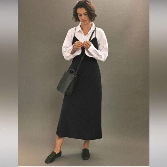 Madewell Layton Midi Slip Dress Size 0 in Black NWT - Picture 5 of 8